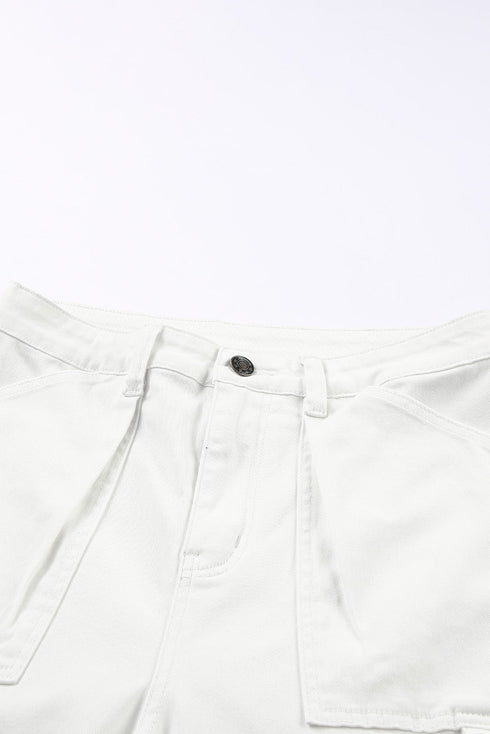 High Waist Straight Leg Cargo Pants with Pockets